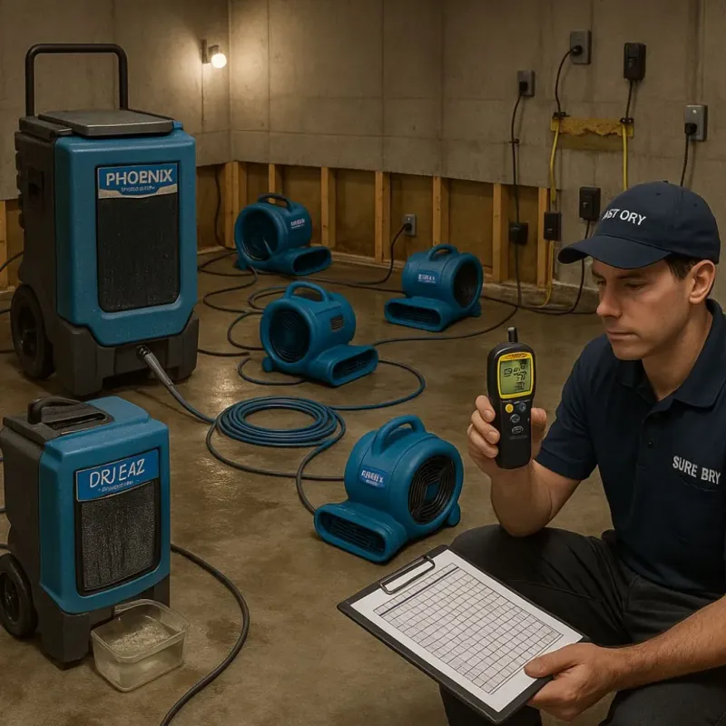 Structural Drying and Dehumidification process in Oreland, PA